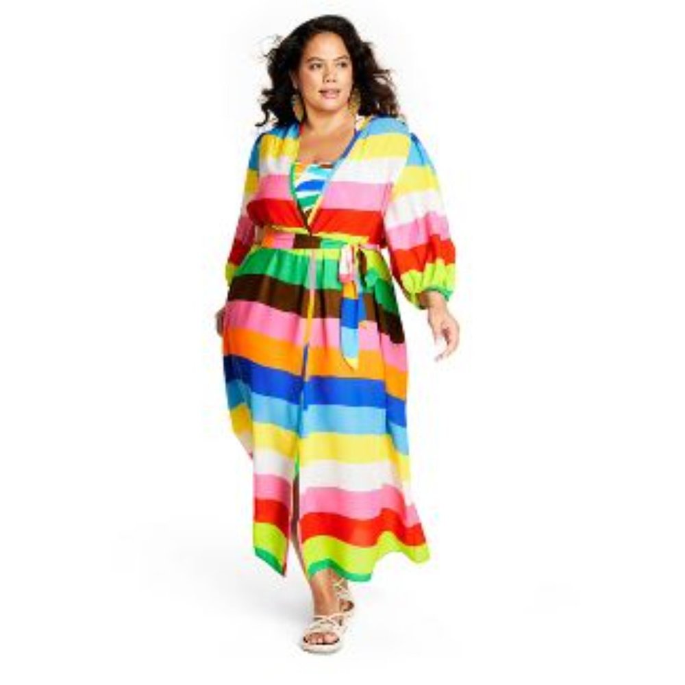 Women's Striped Cover Up Dress - Tabitha Brown for Target Rainbow